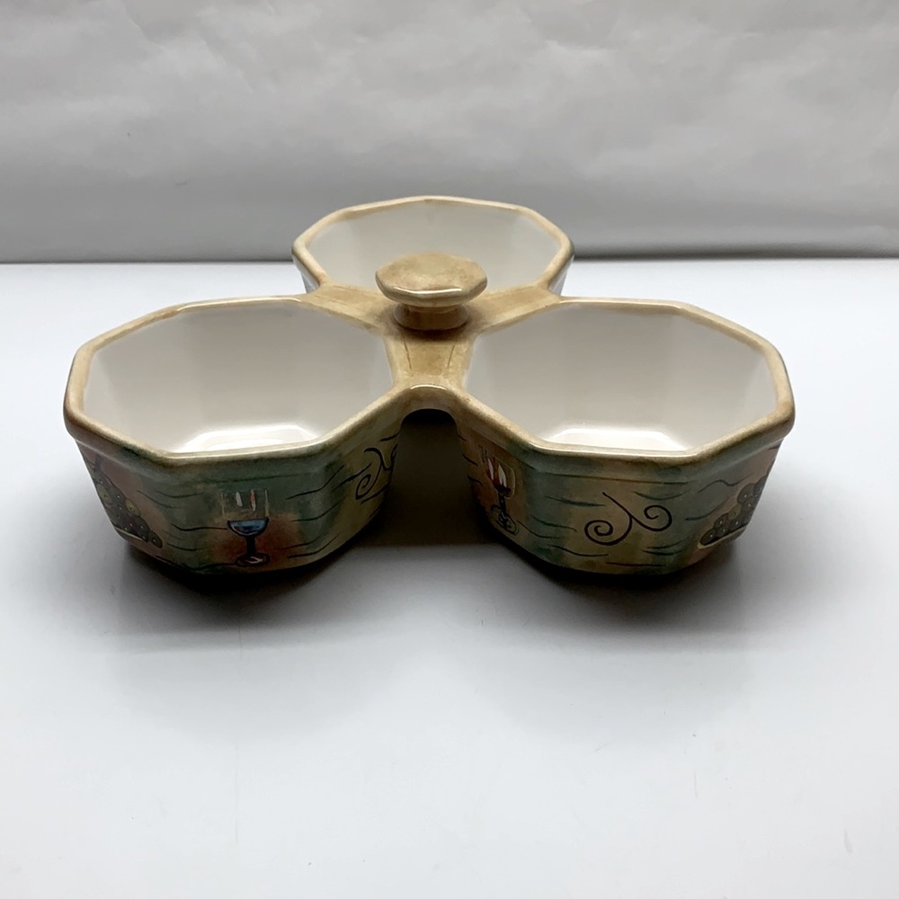Vin Rouge 3 section relish tray ceramic